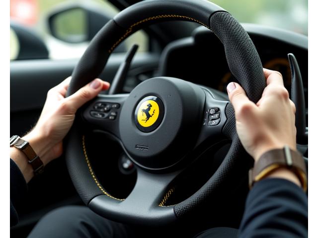 Stereng kereta dililit semula dengan kulit dan jahitan kontras