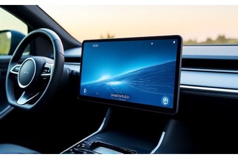Interior kereta dengan sistem infotainmen skrin sentuh moden selepas upgrade