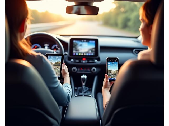Kenderaan dengan Wi-Fi hotspot aktif, menunjukkan peranti bersambung