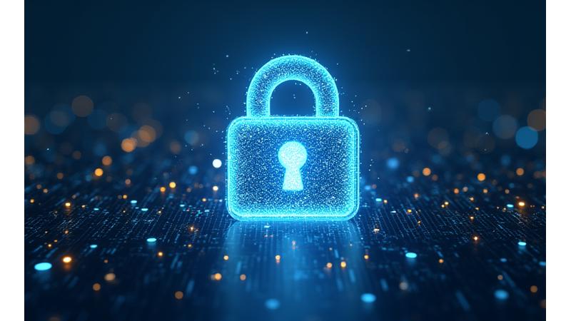 Metafora visual perlindungan data: Tangan digital melindungi kunci data pada rangkaian grid. Menunjukkan komitmen kepada keselamatan maklumat pelanggan.
